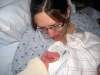 Mommy checks out baby