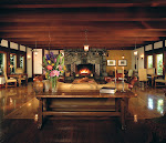 Relax with a glass of wine by the fireplace in the great room located in the main lodge.