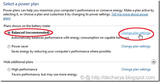 Power settings Win7 2