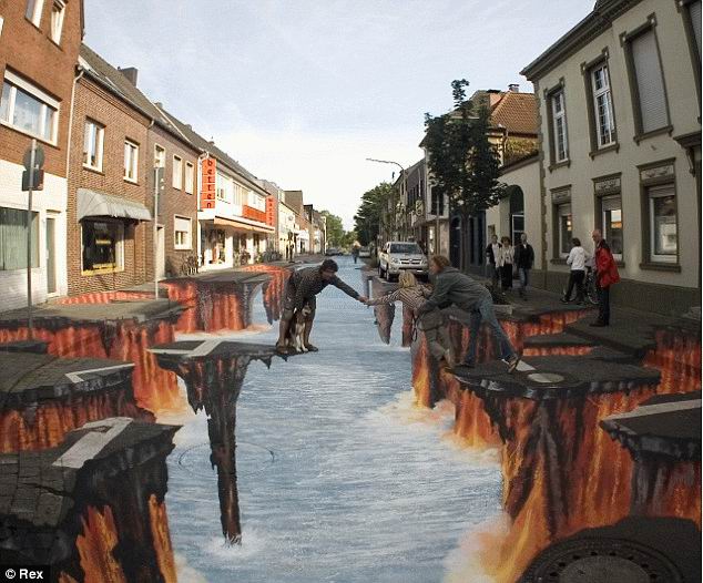 รูปภาพ street art งานอาร์ตสวยๆ บนพื้นถนน