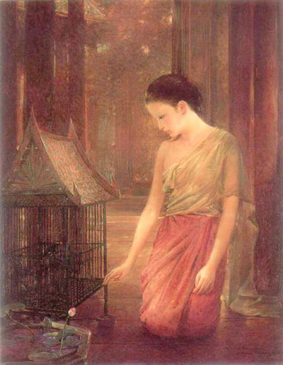 รูปภาพ ภาพวาดหญิงสาว โดยอ.จักรพันธุ์ โปษยกฤต