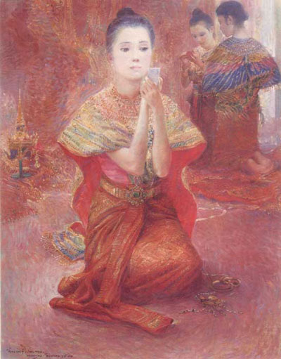 รูปภาพ ภาพวาดหญิงสาว โดยอ.จักรพันธุ์ โปษยกฤต