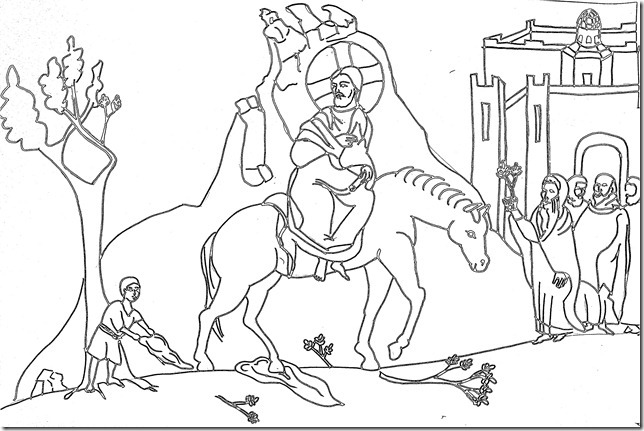 coloring pages jesus donkey jerusalem