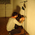 Casey Thomas Anderson setting up his sound installation, "Quarters"