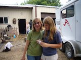 My mother and sister at the pony ride place.