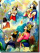 Demigods praying to Vishnu