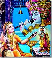 Mirabai worshiping Lord Krishna