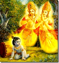 Krishna liberating Nalakuvara and Manigriva