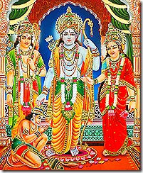 Sita, Rama, Lakshmana, and Hanuman