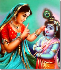 Mother Yashoda chastising Krishna