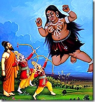 Rama and Lakshmana killing a Rakshasa