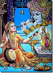 Mirabai worshiping Krishna