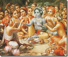 Krishna and friends having lunch