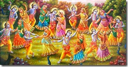 Krishna dancing with the gopis