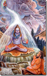 Bhagiratha praying for the Ganga to descend to earth