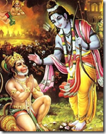 Lord Rama blessing Hanuman