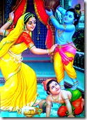 Yashoda with Krishna and Balarama