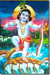 Lord Krishna taming Kailya serpent