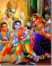 Krishna and Balarama with Mother Yashoda