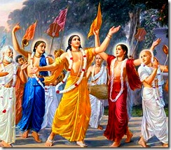 Lord Chaitanya and associates chanting Hare Krishna