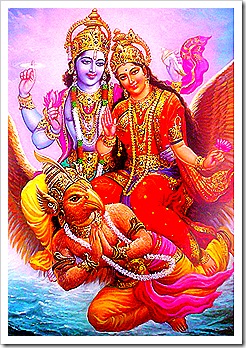 Garuda carrying Lakshmi and Narayana