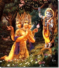 Lord Krishna with Lord Brahma