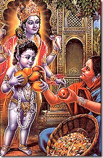Krishna with the fruit vendor
