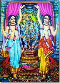 Shri Shri Nimai Nitai worshiping Radha and Krishna