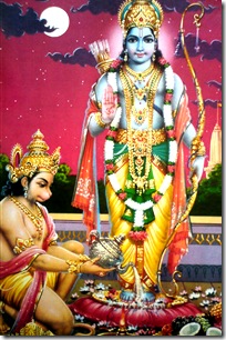 Hanuman worshiping Rama