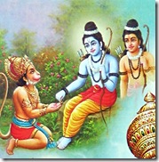 Rama giving ring to Hanuman