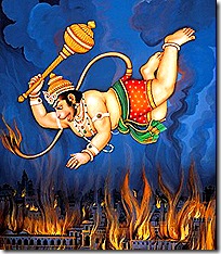 Hanuman burning Lanka