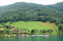 Sailing boats in white and blue at the shore of Lake Lucerne - Thumbnail
