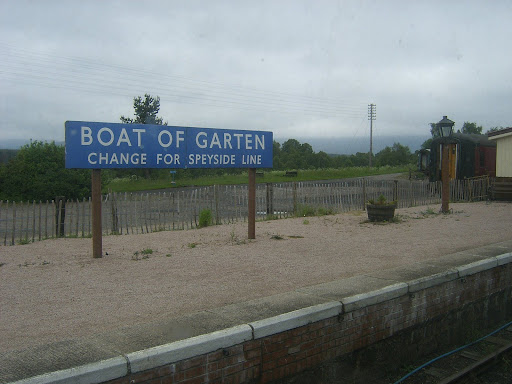 Scotland - The small station of Boat of Garten, with the signboard