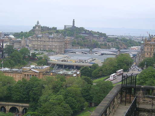 Scotland - Edinburgh - old world and new world - taken from mid way up the castle