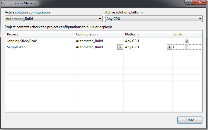 Configuration Setup - Removed Sample WEb