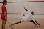 Patrick Chifunda stretches vs Salvador Martinez