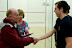 Peter Lyman presenting the champion's award to Ryan Cuskelly