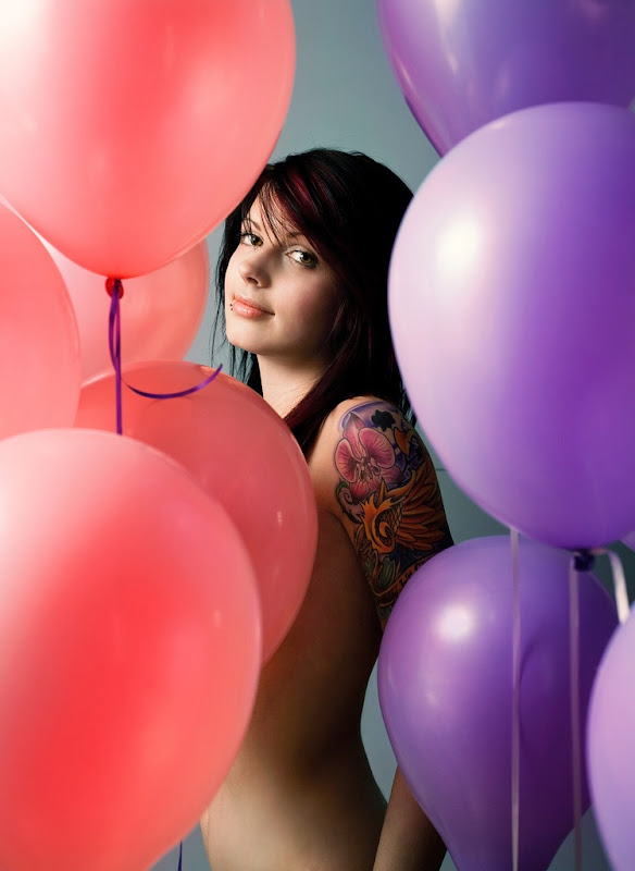 Tattoed Girl with Balloons