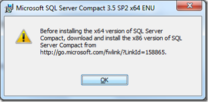 Everything SQL Server Compact: How to detect if the x64 SQL Compact 3.5 SP2  desktop runtime is installed