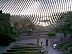 Indoor view of Temppelinaukio church