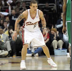 10 May 2008: DeLonte West # 13 of the Cavaliers  in a second round NBA Basketball playoff game won 108-84, by the Cleveland Cavaliers over the Boston Celtics. Game 3 of the Eastern Conference Semifinals at the Quicken Loans Arena, Cleveland, OH.
