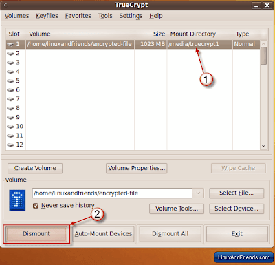 Dismount the TrueCrypt volume Dismount the TrueCrypt volume