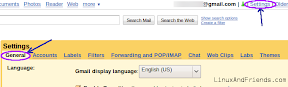Click on Settings Link in your Gmail account