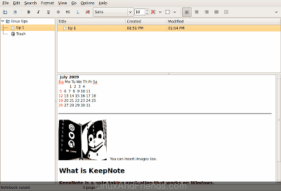 KeepNote interface