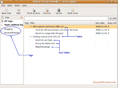 GTG Productivity tool User Interface GTG user interface