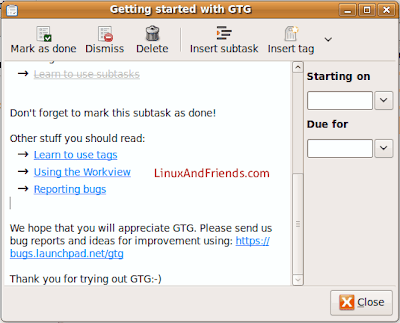 GTG productivity tool tasks editor GTG tasks editor