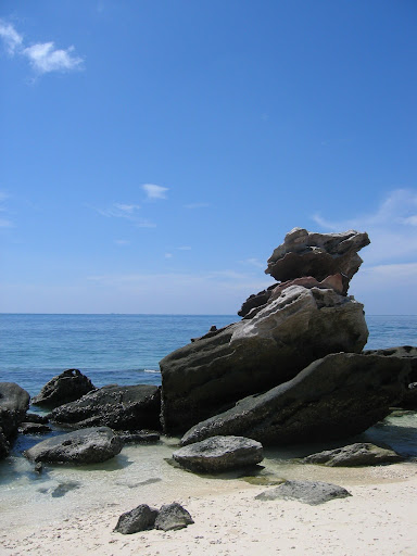 a rock on the beach