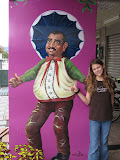 Bethanie in front of a restaurant in Taidong