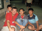 Scott with Jimmy, Frank, and Mike at 2008 Sports and English Camp