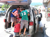 unloading supplies purchased with a special church offering